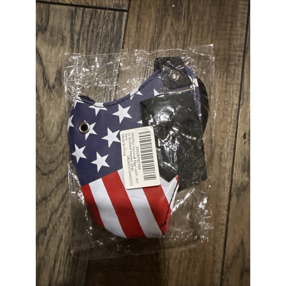 Black PU Leather Punk Mask Half Face USA FLAG Halloween Cosplay BIKER